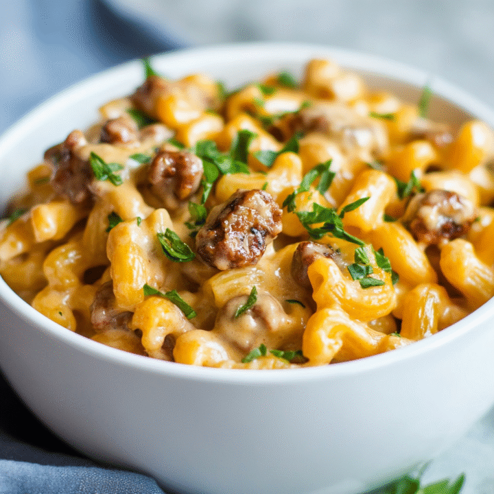 Vegan Bratwurst Mac and Cheese