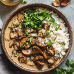 Creamy Vegan Garlic Mushroom Bowl Recipe