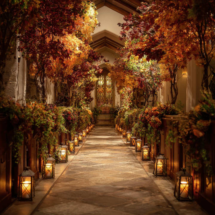 Autumn Catholic Wedding Aisle