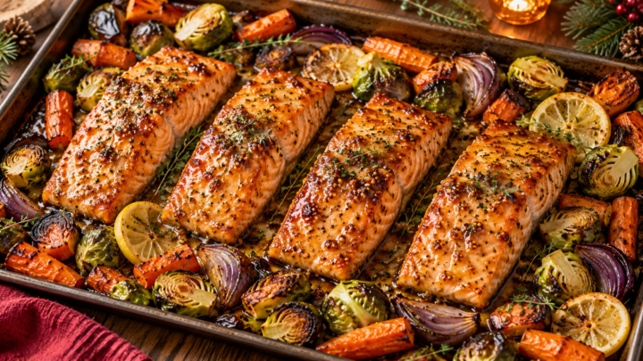 Maple Dijon Glazed Salmon with Roasted Vegetables