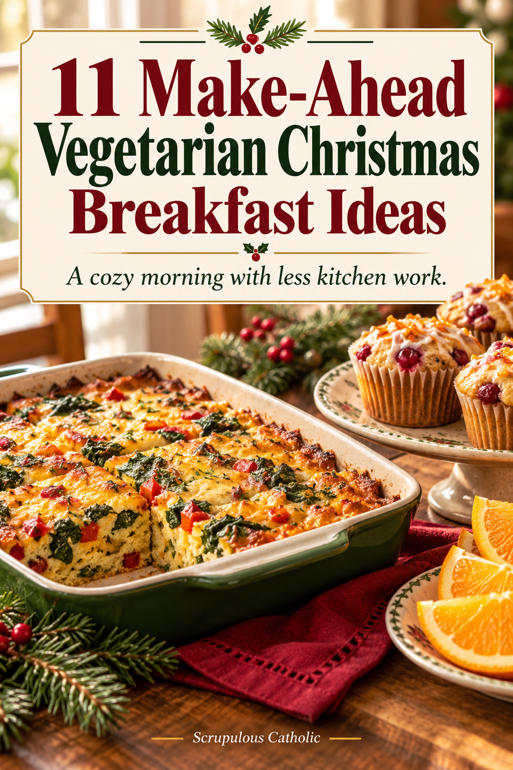 11 make-ahead vegetarian Christmas breakfast ideas with a festive breakfast casserole and muffins